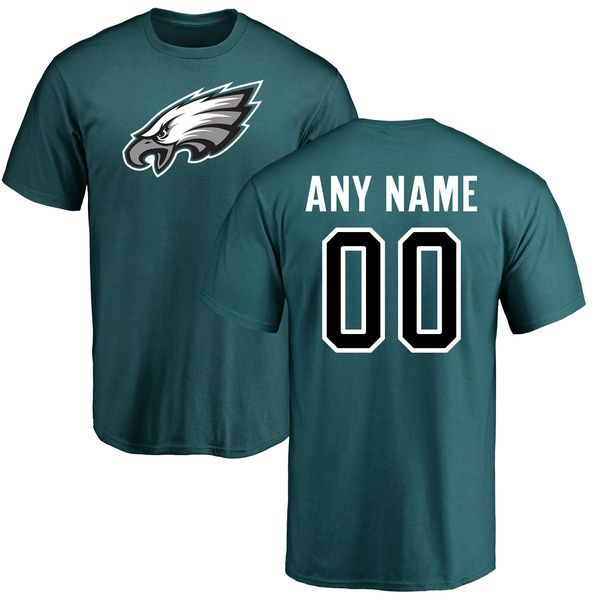 Men Philadelphia Eagles NFL Pro Line Green Any Name and Number Logo Custom T-Shirt->nfl t-shirts->Sports Accessory